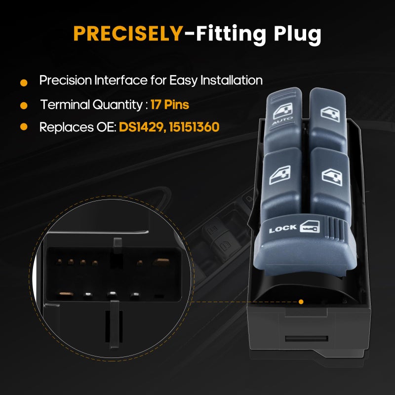 ROADFAR Window Switch Power Window Switch Master Control Power Window Switch Front Driver Side Replacement Parts fits for 1999-2000 Cadillac 1995-2005 for Chevrolet 1995-2004 GMC 15151360 - Image 5